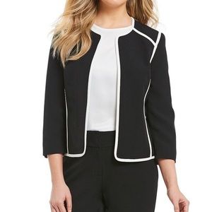 Black Kasper Jacket With White Pipping